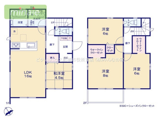 【間取り】 | 小学校2分　中学校8分　SIC+WIC×2　松が丘　2号棟