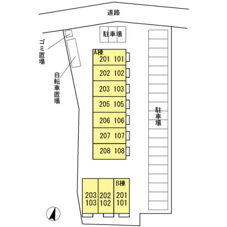 ヴィラ小山　B　　　刈谷市の賃貸はクラスホーム刈谷店　　　　　　の区画図