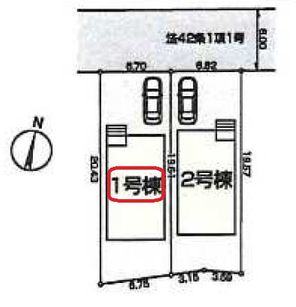 所沢市下安松・全2棟　新築一戸建　1号棟　～LDK18帖～の区画図|【全2棟・1号棟】整形地・土地面積134.18平米（約40.58坪）