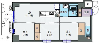 【間取り】 | プレサンスＮＥＯ新深江リュミエル　長堂小学校 | グリュックメゾン　エフシンフカエ１４　間取り