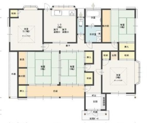 【中古戸建】高崎市後疋間町の間取り|■間取り図｜敷地面積：434.59（約131.46坪）　建物面積：123.38（約37.32坪）