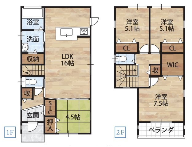 秋月Ⅷ・新築戸建の間取り