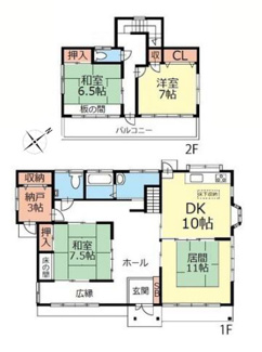 【間取り】 | 甲斐市竜王 内外装一新 平成12年築中古戸建 敷地広々88坪 | 平成12年築　内外装はフルリフォーム済　和風が好きな方に