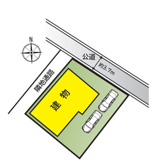 【区画図】 | 甲斐市竜王 内外装一新 平成12年築中古戸建 敷地広々88坪 | 敷地88坪　カースペース2台