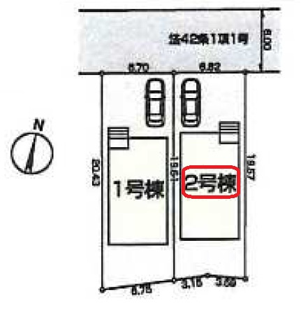 所沢市下安松・全2棟　新築一戸建　2号棟　～LDK18帖～の区画図|【全2棟・2号棟】整形地・土地面積131.41平米（約39.75坪）