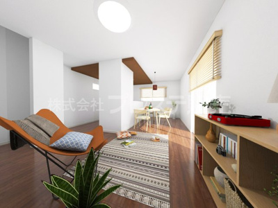 【居間・リビング】 | 生駒市中菜畑２丁目の新築一戸建 全２区画 | １号地リビング完成イメージ／南向きですので、陽あたり良好です♪※モデルハウスあり