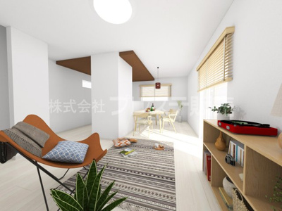 【居間・リビング】 | 生駒市中菜畑２丁目の新築一戸建 全２区画 | １号地リビング完成イメージ／南向きですので、陽あたり良好です♪※モデルハウスあり