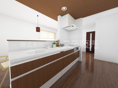 【キッチン】 | 生駒市中菜畑２丁目の新築一戸建 全２区画 | １号地キッチン完成イメージ／人気の対面キッチン♪