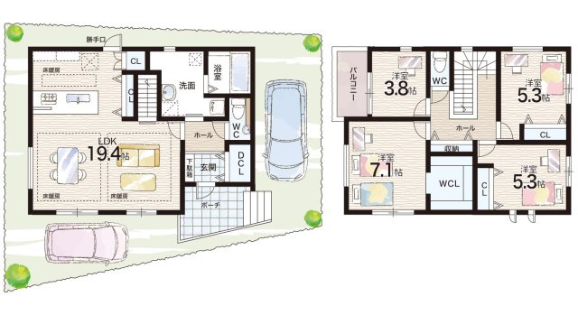 神戸市垂水区塩屋台　新築一戸建ての間取り|1号地
