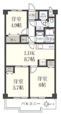 【間取り】 | シャルマンコーポ朝霞 | ３DK