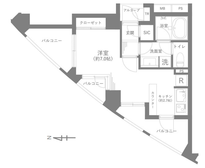 クオリア目黒大橋ウエストの間取り