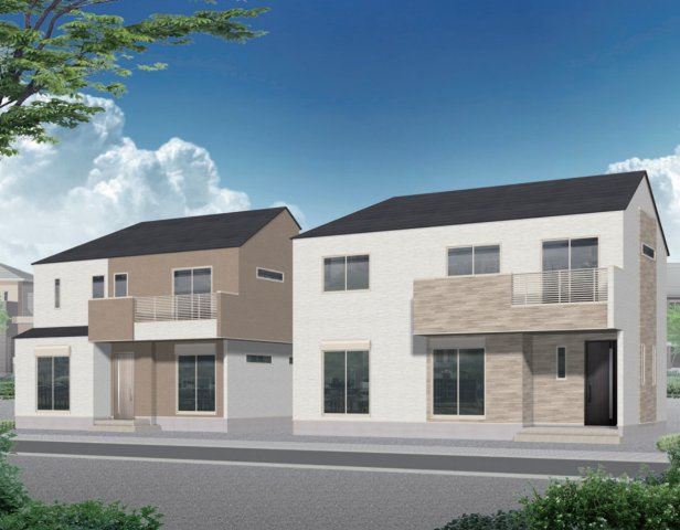 横浜市保土ケ谷区仏向町 新築戸建て【仲介手数料無料】カースペース2台の外観パース