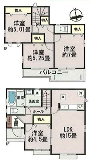 【間取り】 | 【仲介手数料無料！！】府中市日新町3丁目　新築戸建て（全9棟）B号棟　5290万円