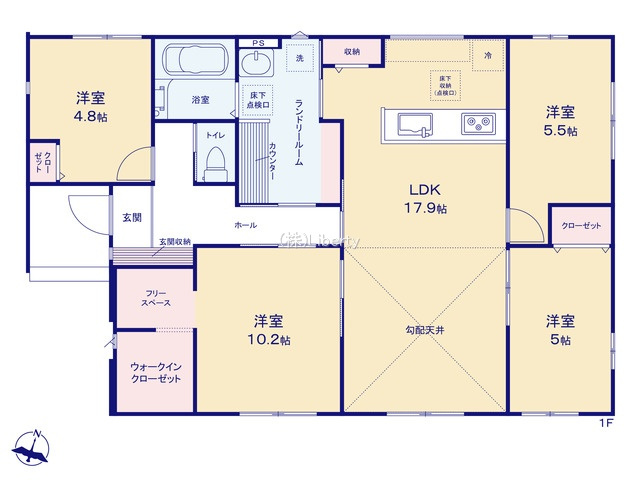つくば市栗原1期　新築戸建の間取り