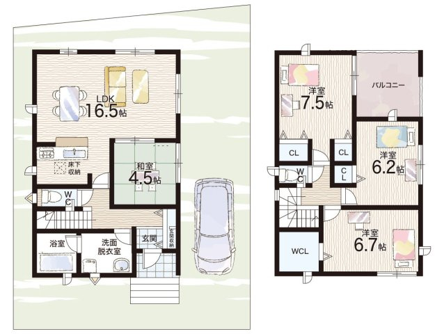 八尾市上之島町南　第2期　新築一戸建ての間取り|1号地