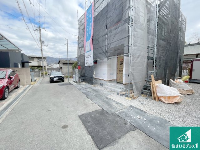 八尾市上之島町南　第2期　新築一戸建ての前面道路含む現地写真|周辺は落ち着いた街並みの住宅地！子育てがしやすい住環境です！まだ未完成ですが、現地でしかわからない事もございます。是非一度ご覧ください。