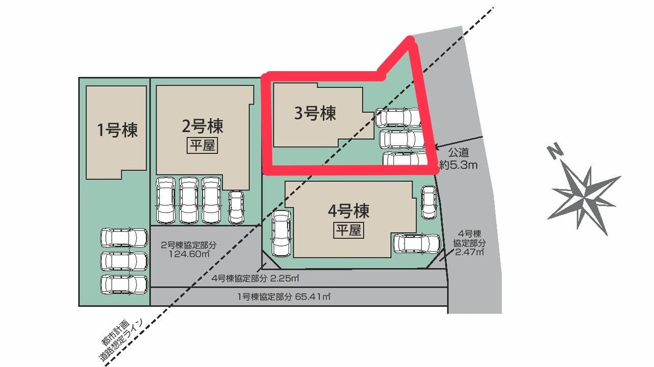 高根沢町宝積寺　3号棟の区画図|3号棟になります