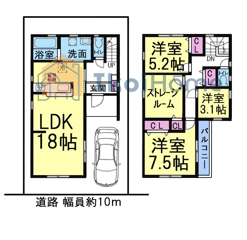 明石市藤が丘1丁目３期　新築戸建　の間取り|●年中無休：当日予約可●南向きＬＤＫ18帖！2階4部屋ございます！収納の豊富で便利！
