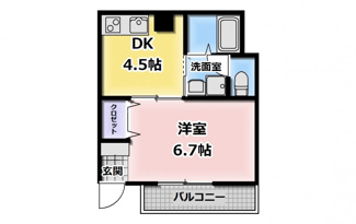 【間取り】 | オリーブコート古野上 | 1K