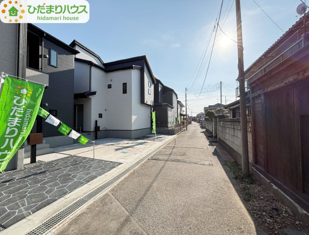 野田市野田4期　新築戸建　2号棟の前面道路含む現地写真|南西側約3.78公道