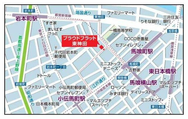 プラウドフラット東神田の地図