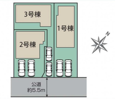 平塚市南原１丁目　新築戸建　全３棟の土地図