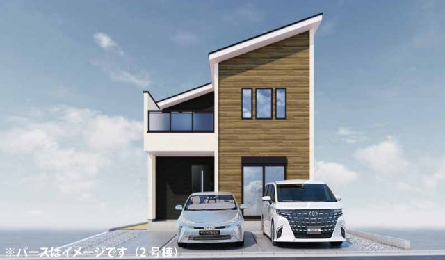横浜市都筑区東山田1丁目 新築戸建て【仲介手数料無料】カースペース2台の外観パース