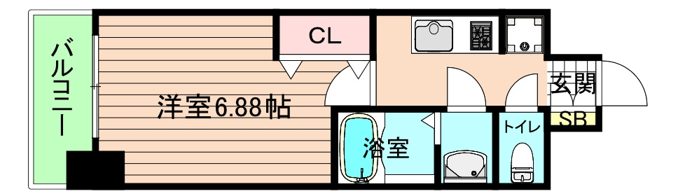 大阪市城東区野江３丁目の賃貸マンションの間取り