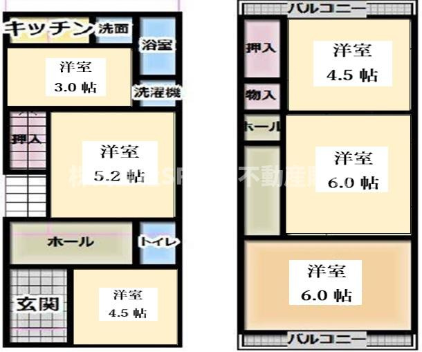 俊徳町4丁目中古戸建の間取り|内装リフォーム歴があり、全室洋室になりました！