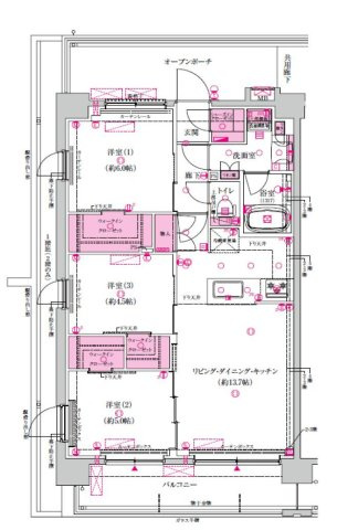 【間取り】 | ベルジュール八王子高尾 | 3LDKは、リビングダイニングキッチンと3つの居室がある間取り。ファミリー層に非常に人気の高い間取りで、広々としたリビングで家族団らんを楽しみ、個室でプライベートな時間も確保できるのが大きな魅力です。