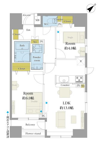 サンクタス池袋ベルマージュの間取り|2LDK