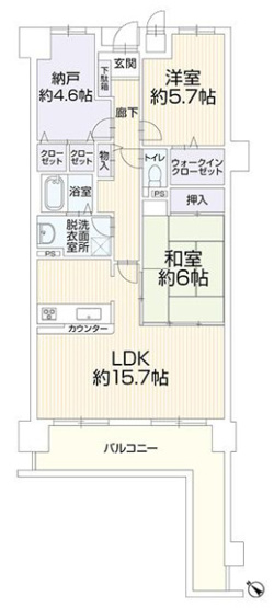 【間取り】 | ローズヴィラ東加古川　7階 | 2LDK＋納戸＋WICです。