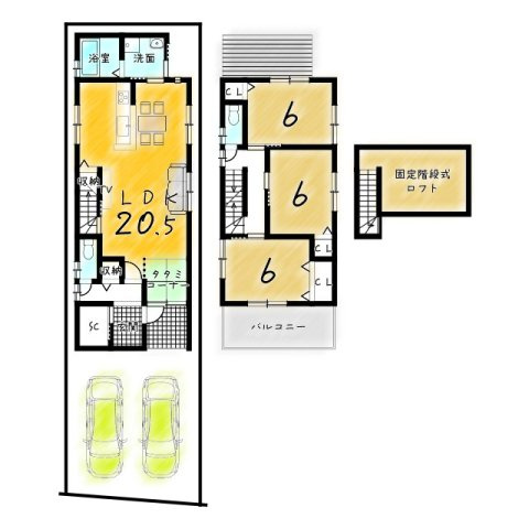 西ノ京西中合町　建築条件無土地の参考プラン|【新築参考プラン】建物価格2099万円、延床面積92.34㎡
※建築確認申請費用120万円・省エネ基準適合住宅証明書発行費用11万円別途要（※全て税込）