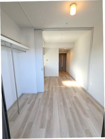 ニド元浅草の設備|バルコニーに面した洋室、オープンクローゼットの上部にカーテンレール付きで隠せます