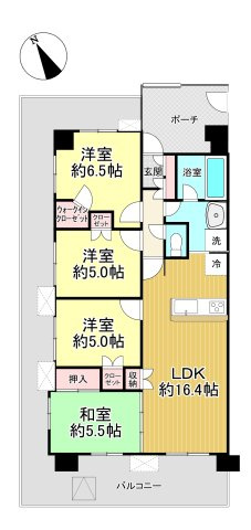 サンクレイドル東海グランデの間取り|【４LDK＋WIC】
専有面積:81.55㎡、バルコニー面積:40.17㎡、ポーチ面積:8.49㎡