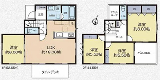 【間取り】 | 所沢市狭山ケ丘２丁目　全１棟 | ４LDK　敷地面積　165.04ｍ２　建物面積97.20ｍ２