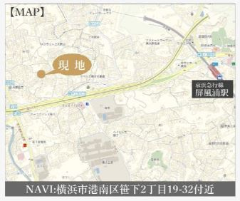 仲介手数料無料　横浜市港南区笹下２丁目の地図