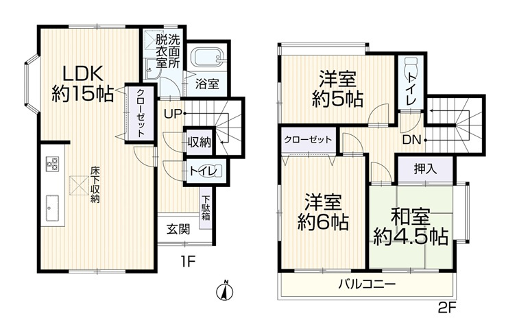 【サンスターホーム】青梅市新町5丁目　再生住宅　中古戸建1邸の間取り