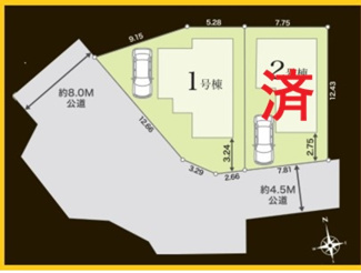 【区画図】 | 横浜市旭区金が谷2丁目　全2棟/今回販売1棟（1号棟） | 配置図