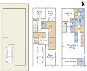 【参考プラン】 | LDK24帖以上の車庫付4LDK参考プランあり