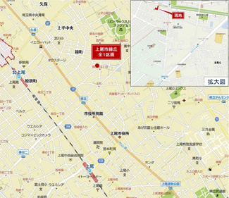 【地図】 | 上尾市緑丘５丁目　建築条件なし売地　