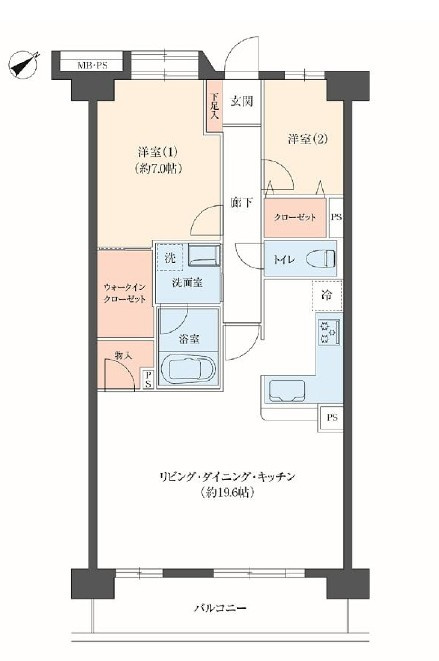 ライオンズマンション上野芝五丁の間取り|2LDK＋リビング収納