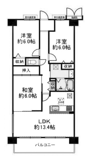 【間取り】 | 長岡京グリーンマンション | 専有面積69.60㎡
