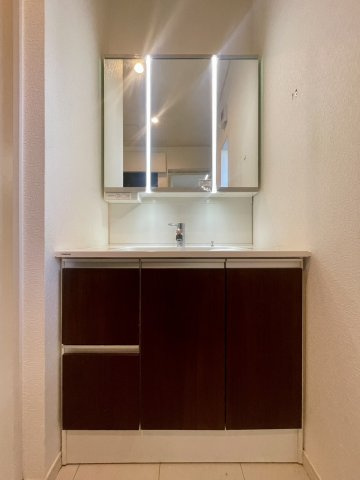 大量太陽光×並列5台駐車×学校5分以内、駅15分以内の吹き抜け邸宅の独立洗面台|朝の身支度には欠かせない独立洗面化粧台