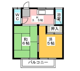 長野県松本市　全空アパートの間取り