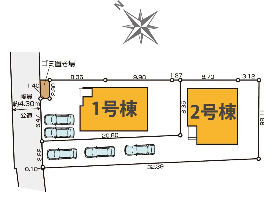 仲介手数料無料　KEIAI GRACE/TERRACE入間市下藤沢２期　全2棟　の区画図