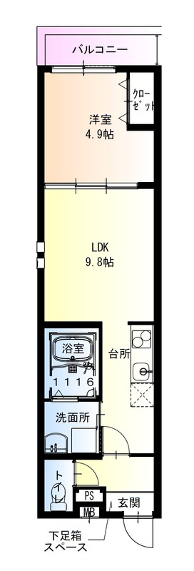 フジパレス遠里小野ウエストの間取り