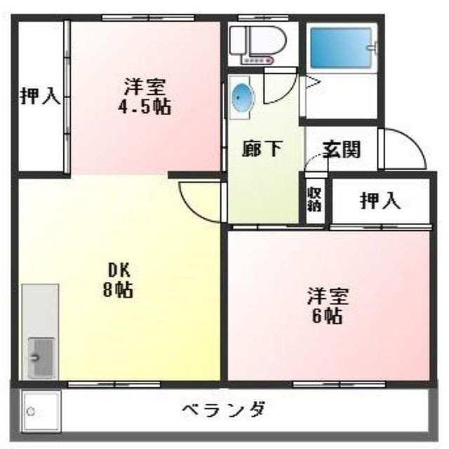 岐阜市鏡島東３丁目のアパートの間取り