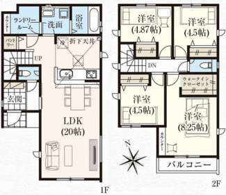 【間取り】 | 【仲介手数料無料！！】府中市四谷6丁目　新築戸建て（全2棟）2号棟　4490万円 | 2号棟