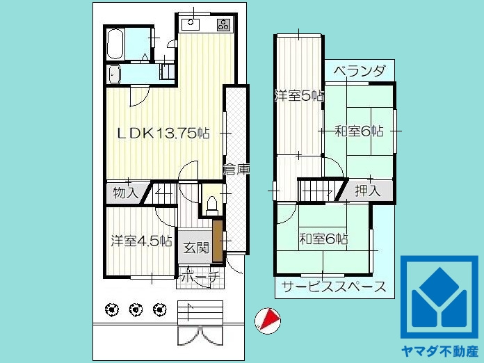 伏見区桃山町山ノ下の間取り